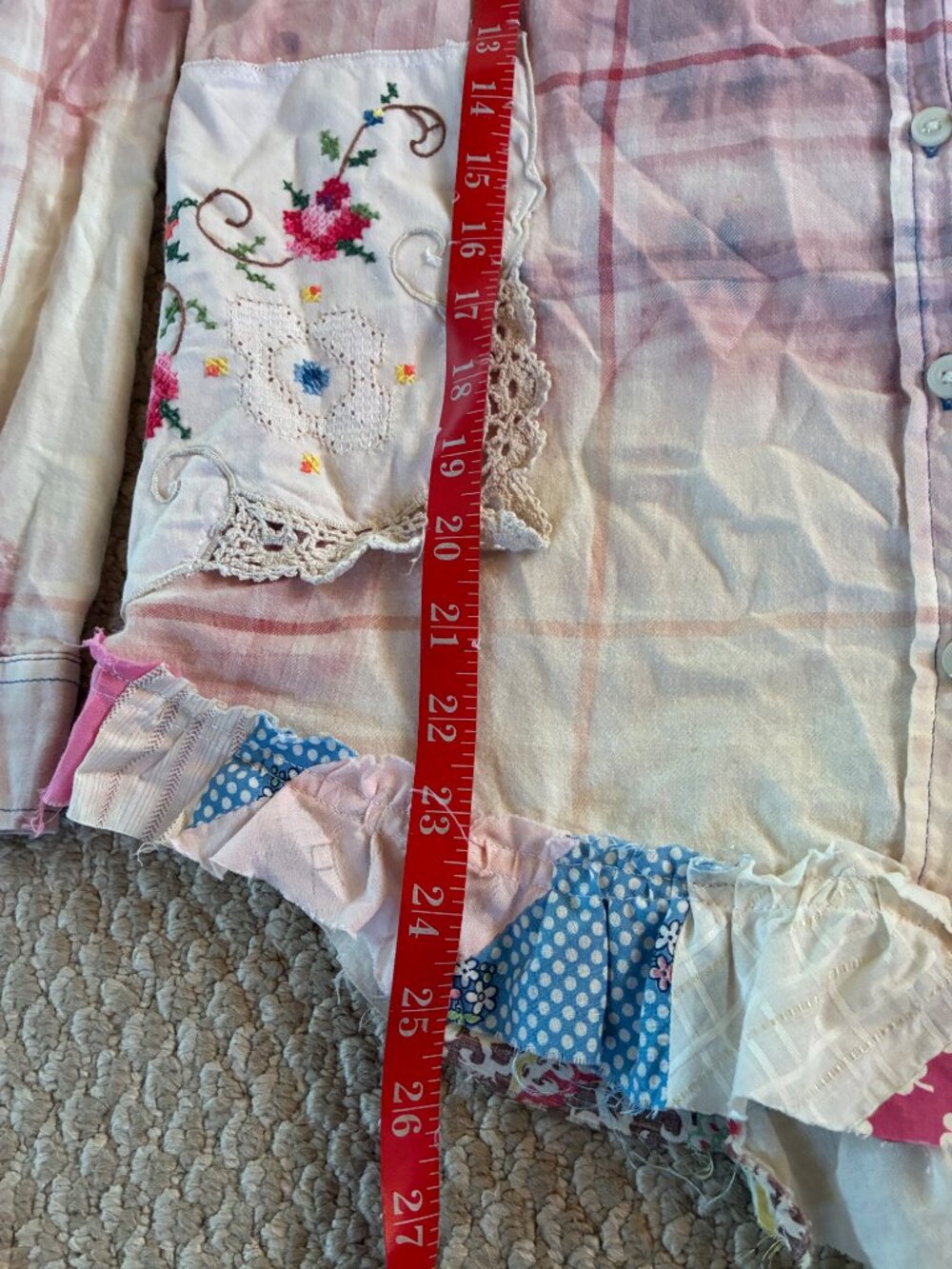 DragonFly Dreams Small Cotton Upcycled Button Up Shirt Women's Embriodered - Picture 5 of 7